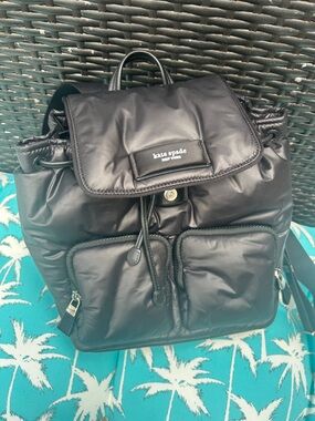 kate spade black puffer backpack with leather accents🥳🥳❌❌